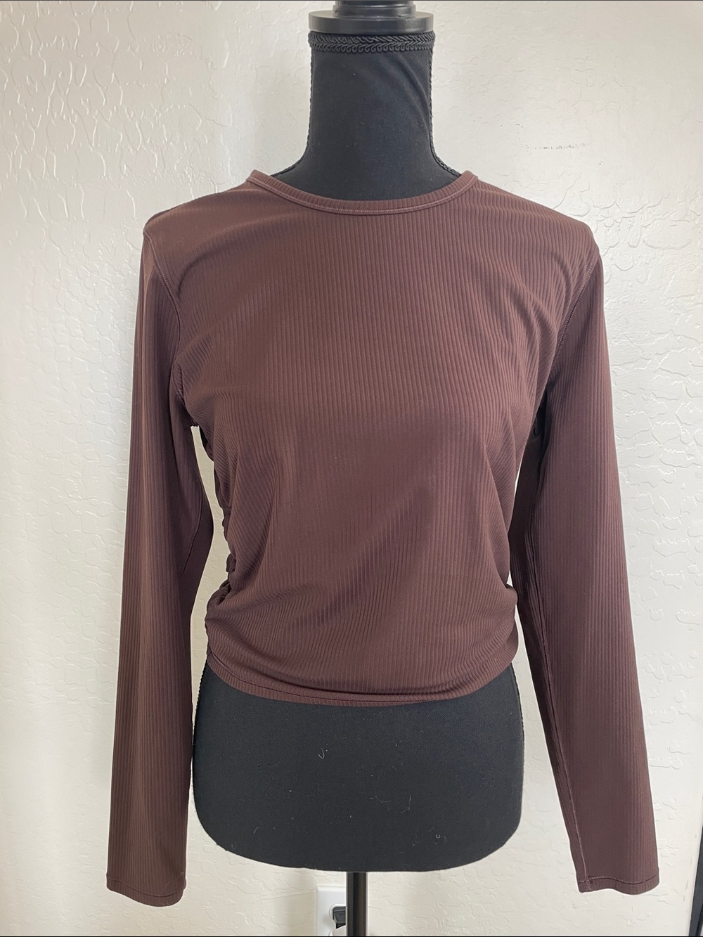 Nulu Ribbed Long-Sleeve Top - Brown